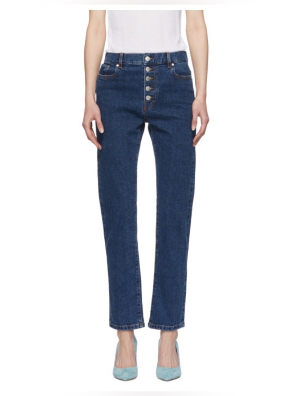 Joseph Denim Overdye Trouser Jeans Dark Blue |Slim Straight Minimalist Luxury 25